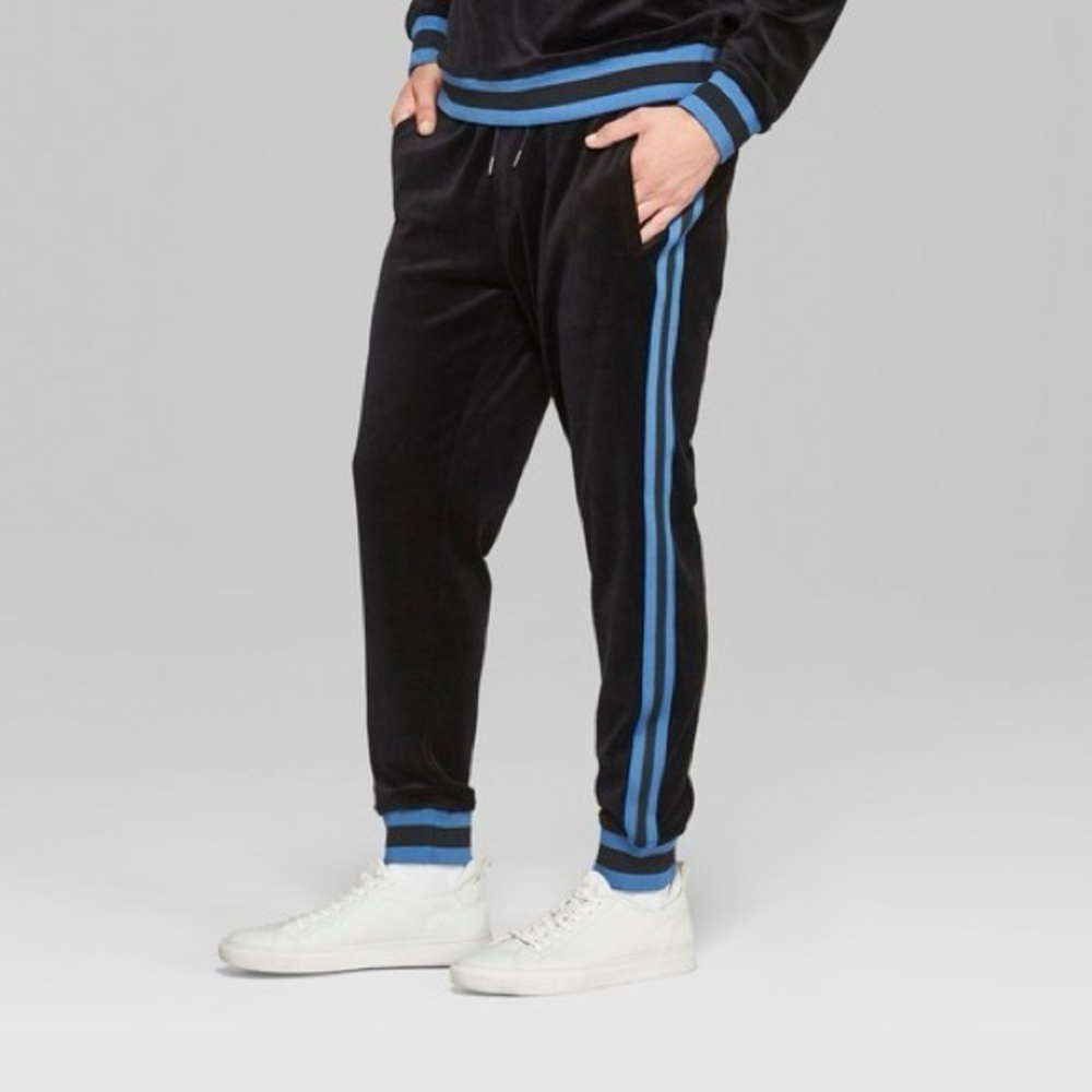 Original Use Mens 5XB Tall Velour Ribbed Trim Black Activewear Pants